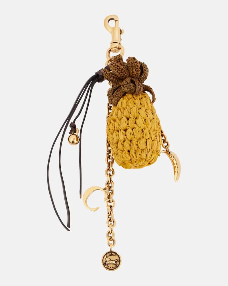 Chloé Chloé Taschenanhänger mit Raffiabast Gelb