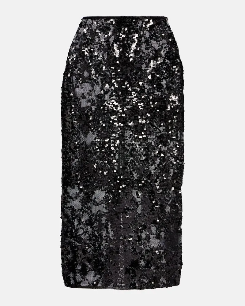 Victoria Beckham Midirock mit Pailletten Schwarz