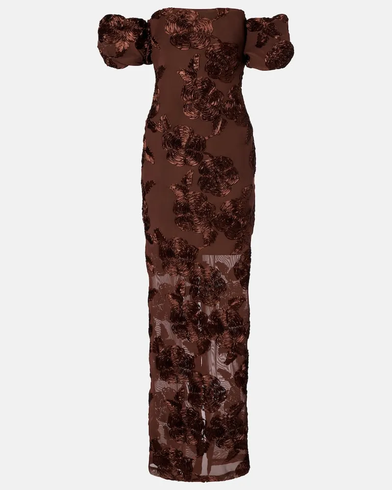 ROTATE Birger Christensen Besticktes Maxikleid Tasha Braun
