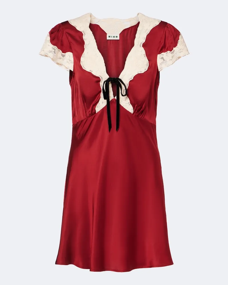RIXO Minikleid Lacie aus Satin mit Spitze Rot