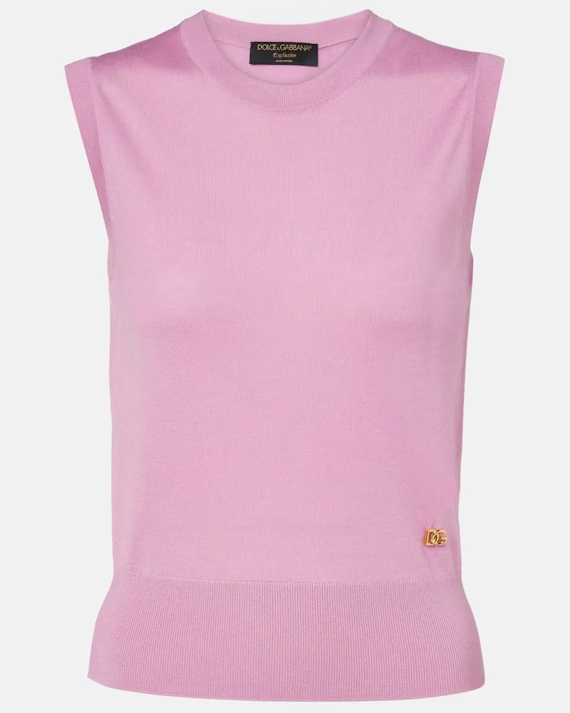 Dolce & Gabbana Top aus Kaschmir und Seide Rosa