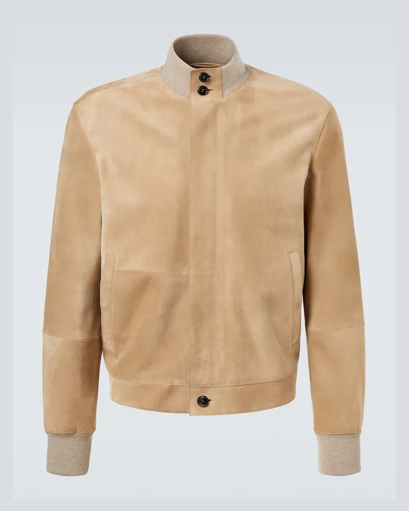 Ermenegildo Zegna Blouson aus Veloursleder Beige