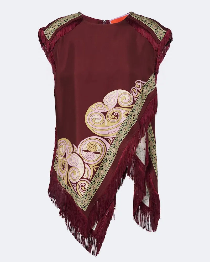 La DoubleJ Bedrucktes Top aus Seiden-Twill Multicolor