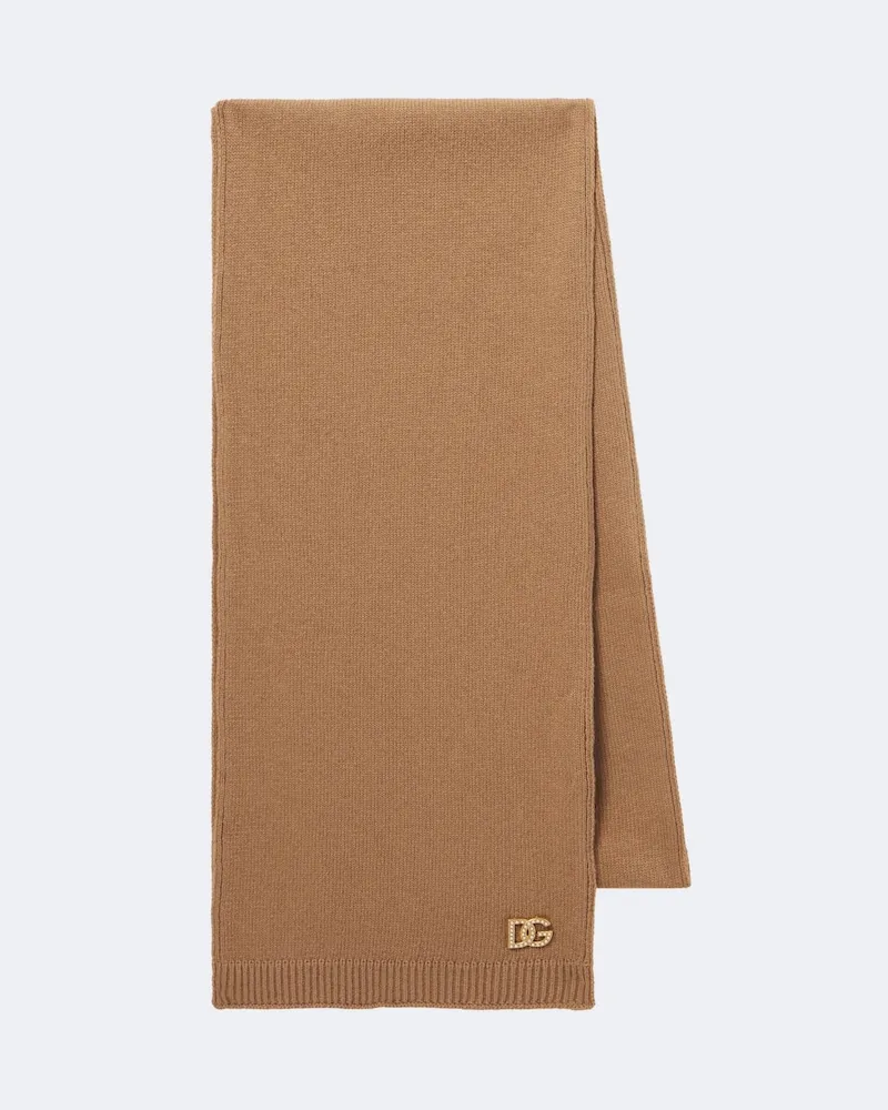 Dolce & Gabbana Verzierter Schal DG aus Wolle Braun