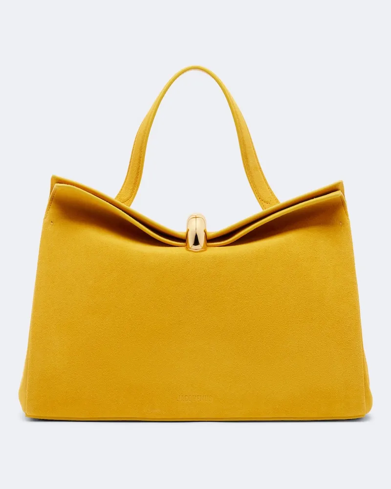 Jacquemus Henkeltasche Valerie Medium aus Veloursleder Gelb