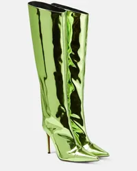 Alexandre Vauthier Stiefel aus Metallic-Leder Gruen