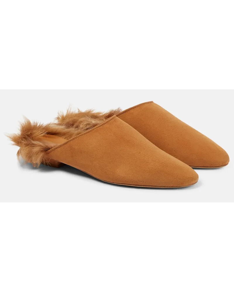 KHAITE Slippers Otto aus Veloursleder Nude
