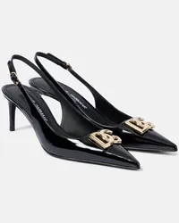 Dolce & Gabbana Slingback-Pumps DG aus Lackleder Schwarz