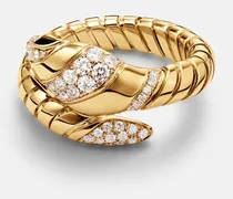 Ring Serpenti Tubogas aus 18kt Gelbgold mit Diamanten und Onyx