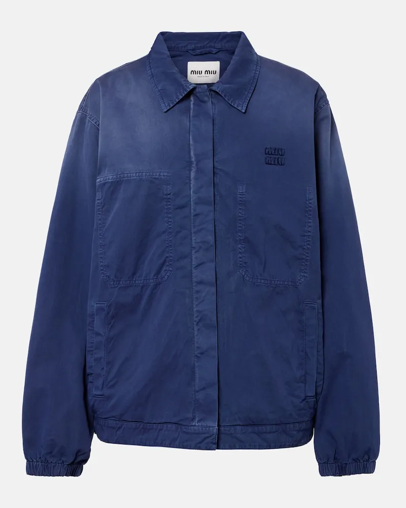 Miu Miu Blouson aus Baumwoll-Twill Blau