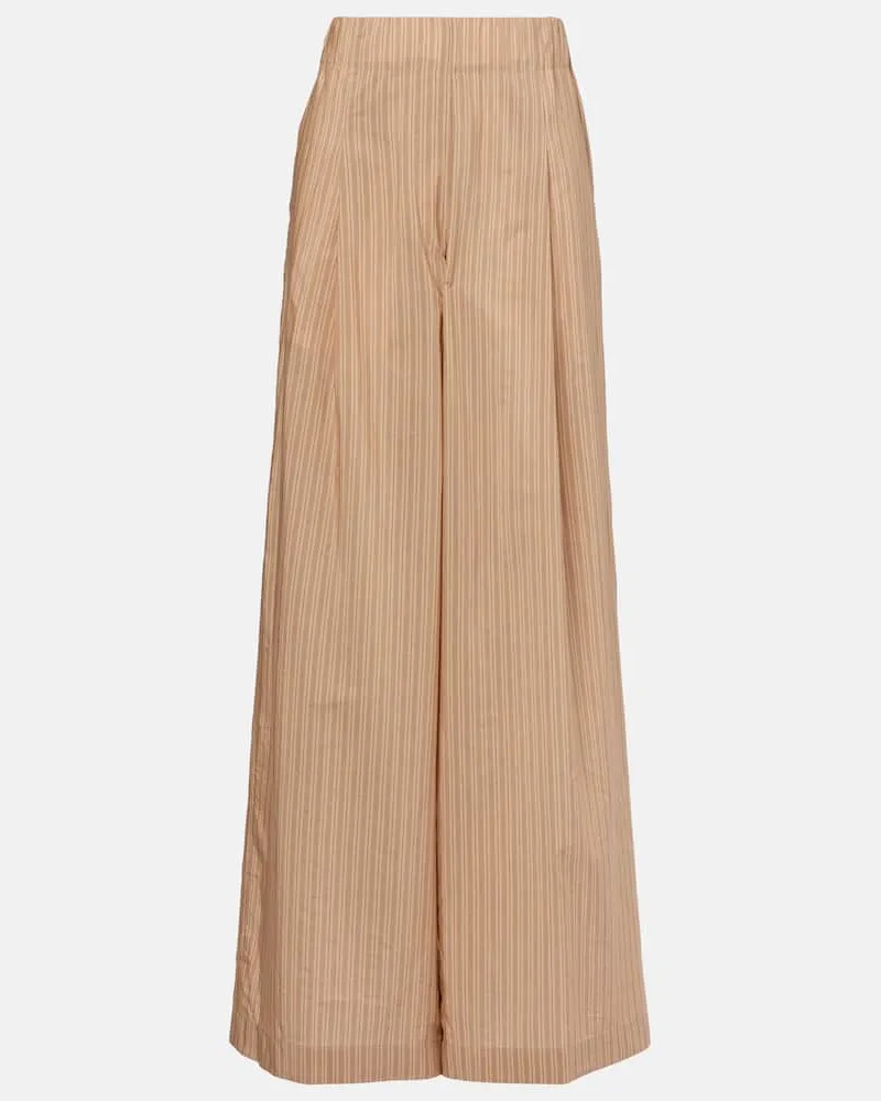 Dries van Noten Weite Hose aus einem Baumwollgemisch Beige