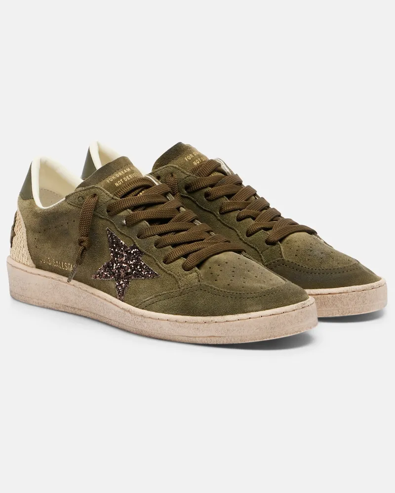 Golden Goose Sneakers Ball Star aus Veloursleder Grün