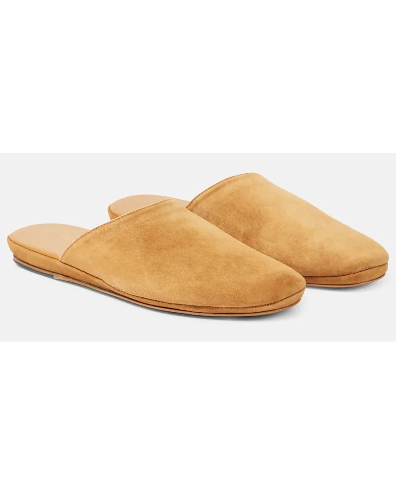 The Row Slippers Franco aus Veloursleder Beige