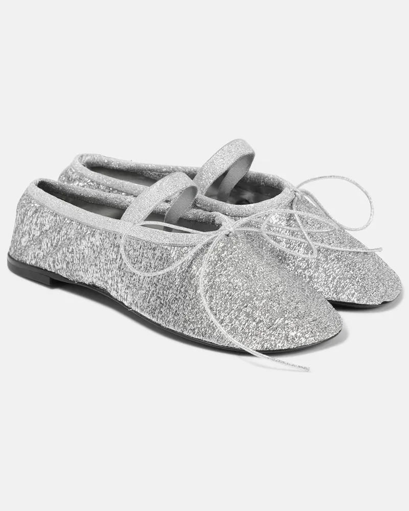 Proenza Schouler Mary-Jane-Ballerinas Glove aus Mesh Silber