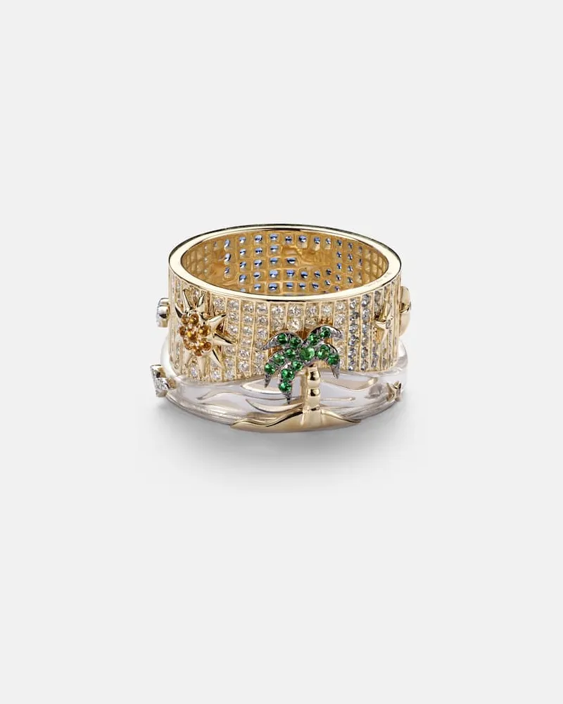 Yvonne Léon Yvonne Léon Ring 24 Heures aus 9kt Gelbgold mit Edelsteinen Gold