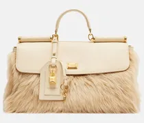 Henkeltasche Sicily Large aus Leder und Shearling