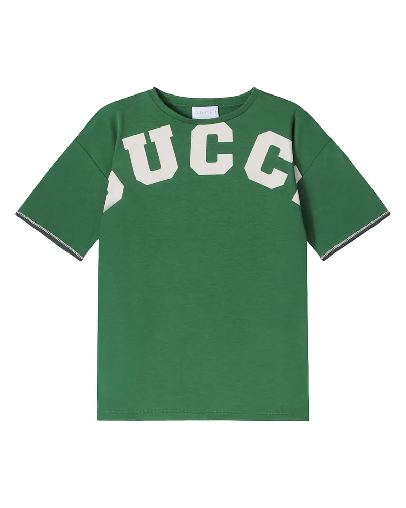 Gucci Bedrucktes T-Shirt aus Baumwolle Grün