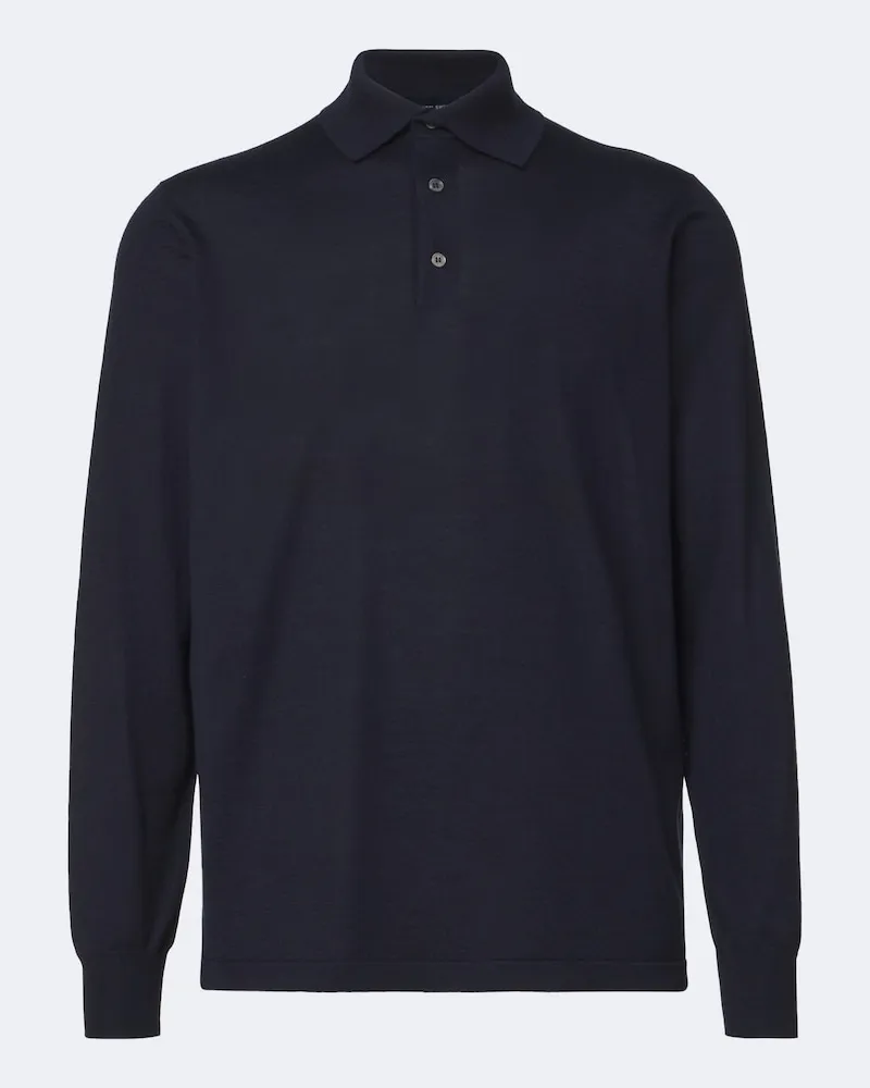 Thom Sweeney Polopullover aus Kaschmir und Seide Blau
