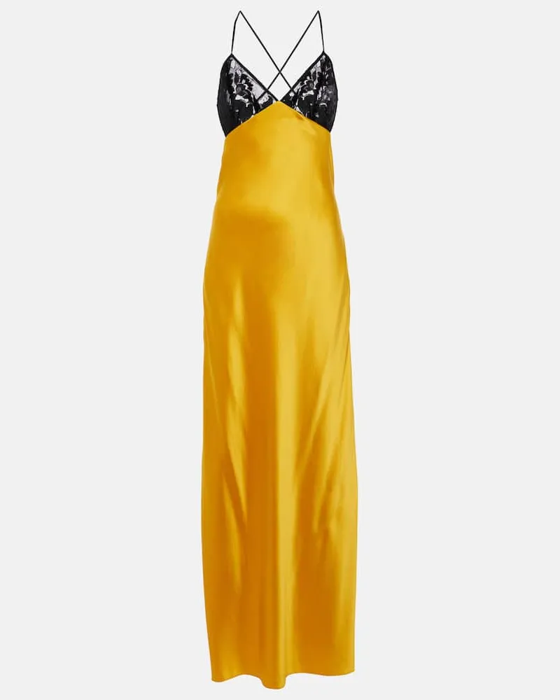 The Sei Robe aus Seidensatin mit Spitze Gelb
