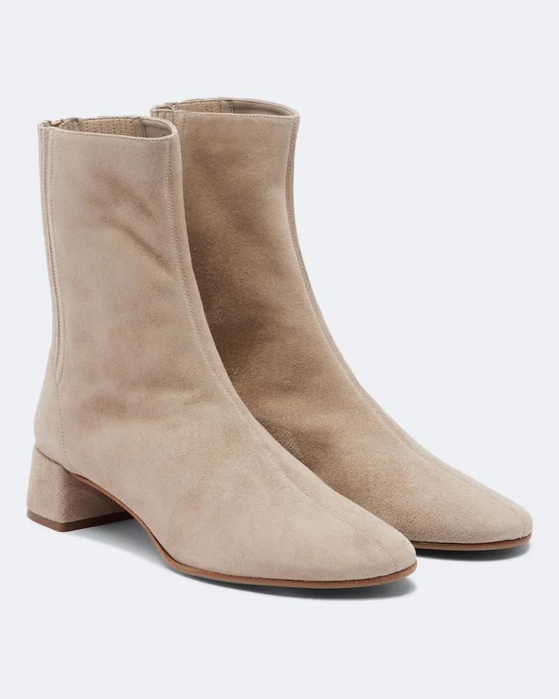 Aquazzura Ankle Boots Saint Honoré aus Veloursleder Beige