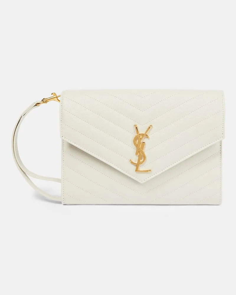 Saint Laurent Clutch Cassandre Small aus Matelassé-Leder Beige