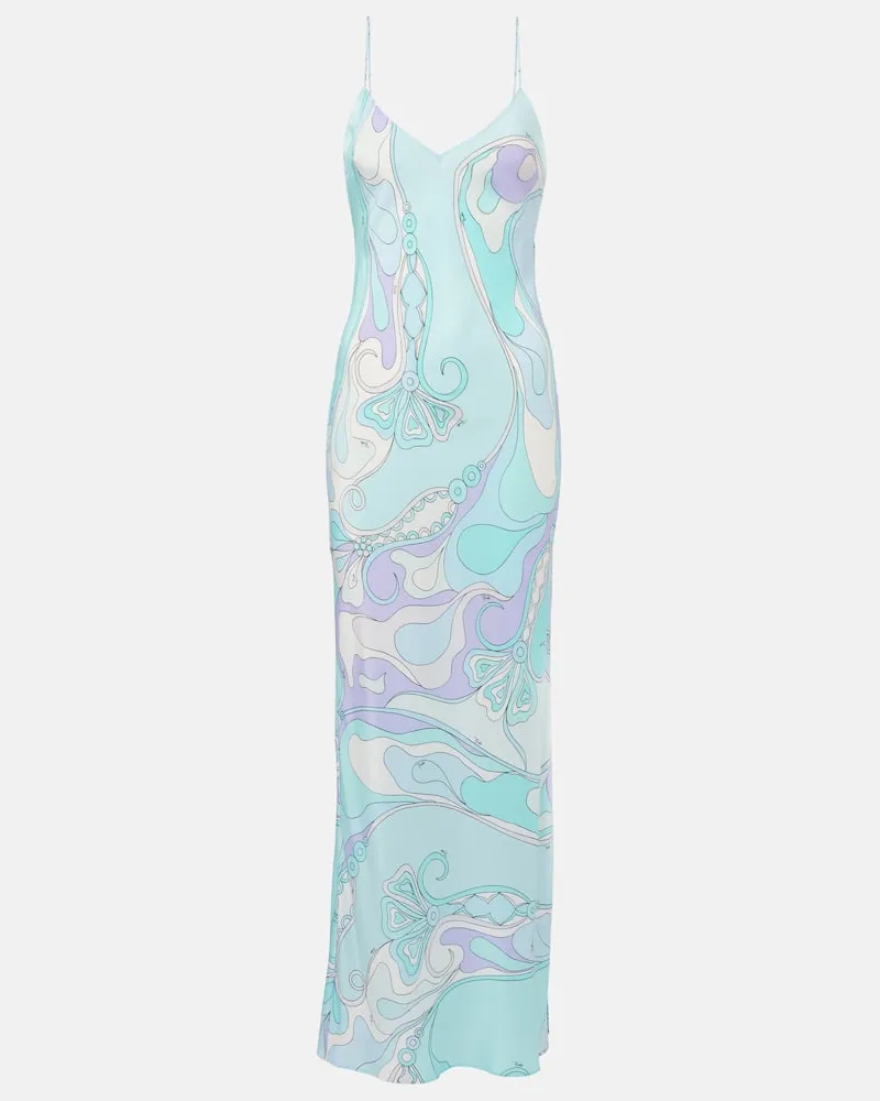 Emilio Pucci Maxikleid Orchidee aus Seide Multicolor