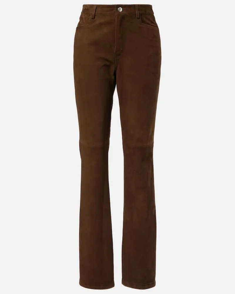 Proenza Schouler Gerade Hose Maxine aus Veloursleder Braun