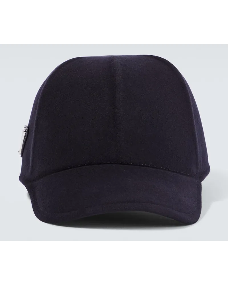 Prada Gefilzte Baseballcap aus Schurwolle Blau