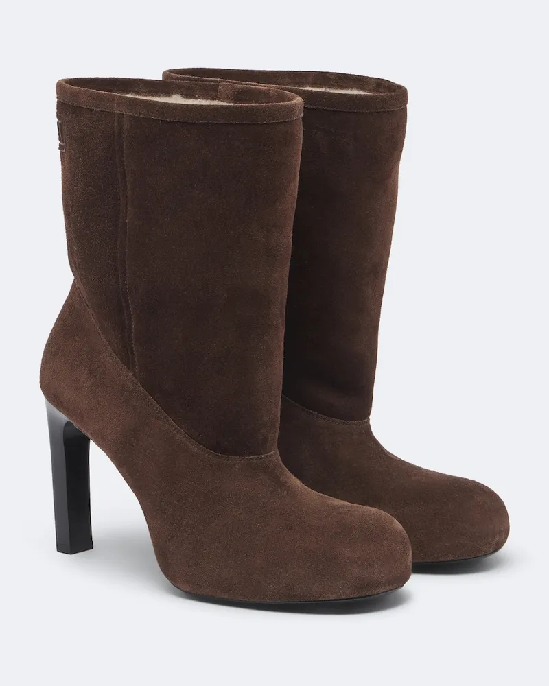 Balenciaga Ankle Boots Fargo aus Veloursleder Braun