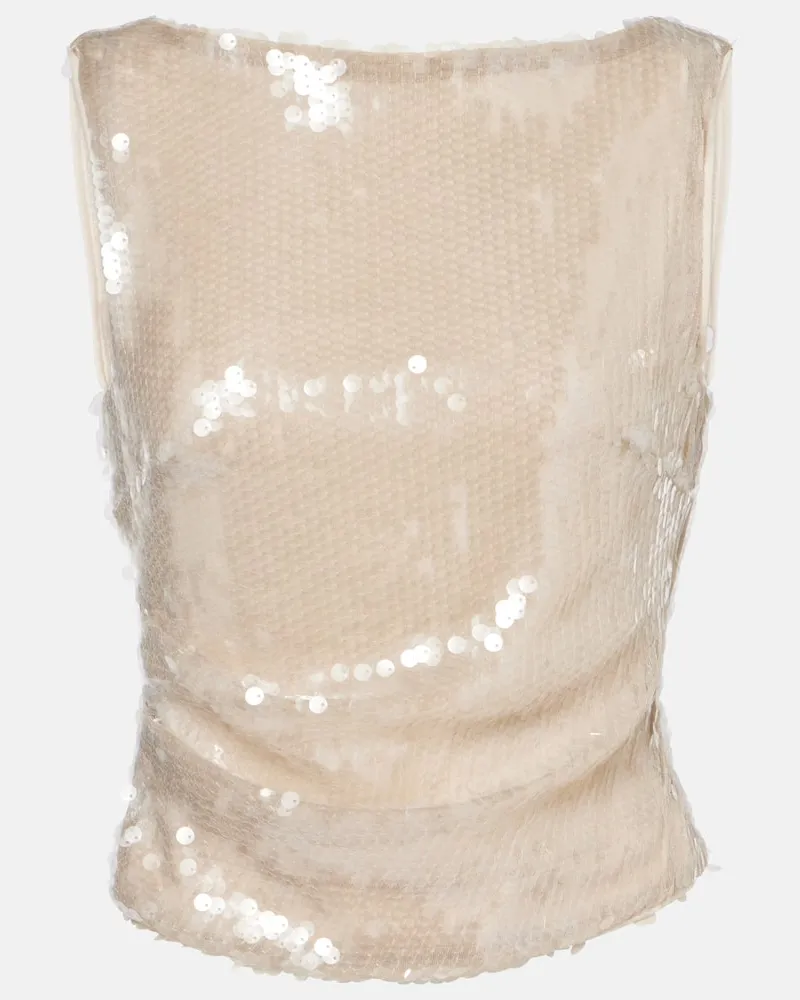 STAUD Top Eton mit Pailletten Beige