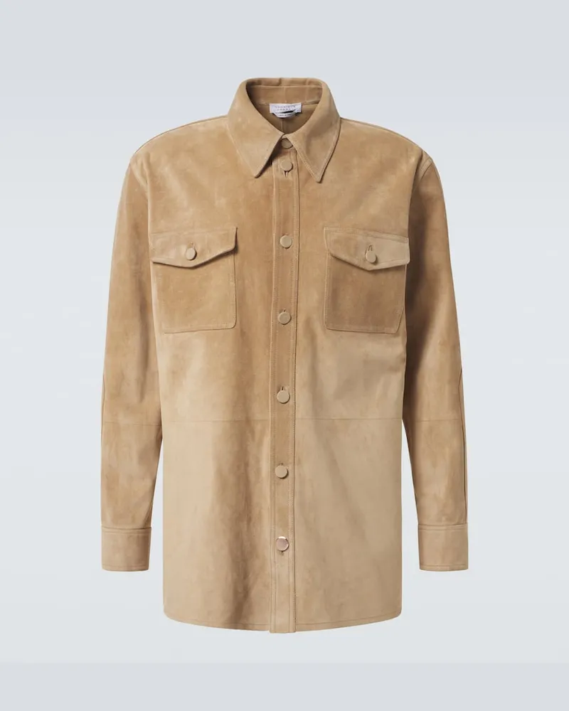 Gabriela Hearst Hemdjacke Lucas aus Veloursleder Beige