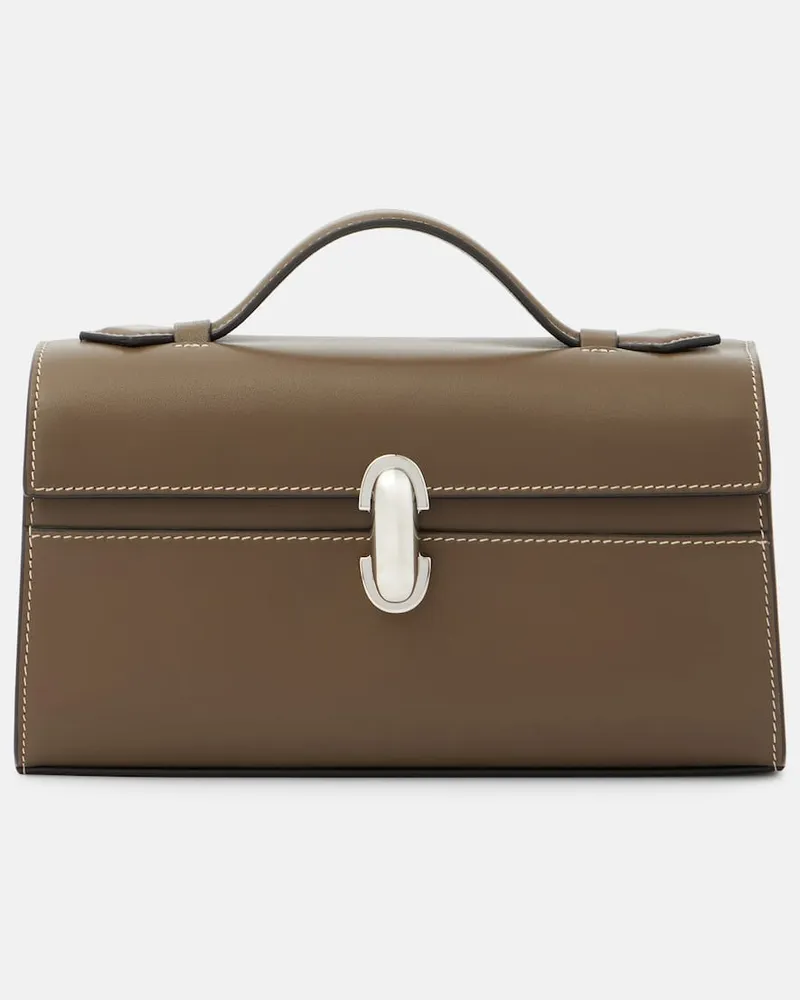 SAVETTE Tote Bag Symmetry Pochette aus Leder Braun