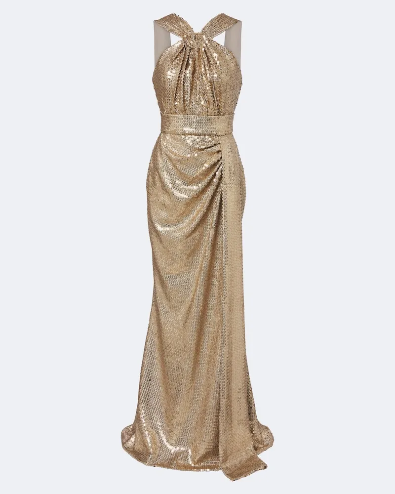Elie Saab Robe mit Pailletten Gold