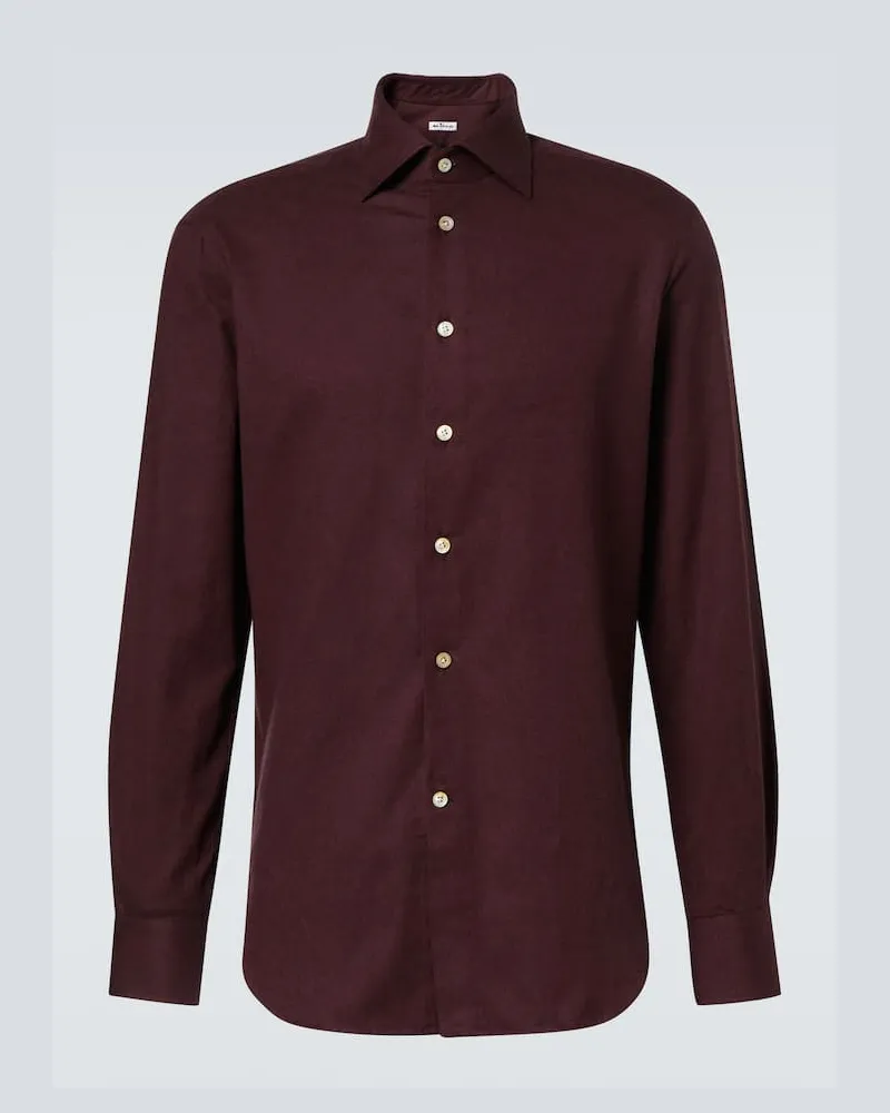 Kiton Hemd aus Baumwolle Burgunderrot