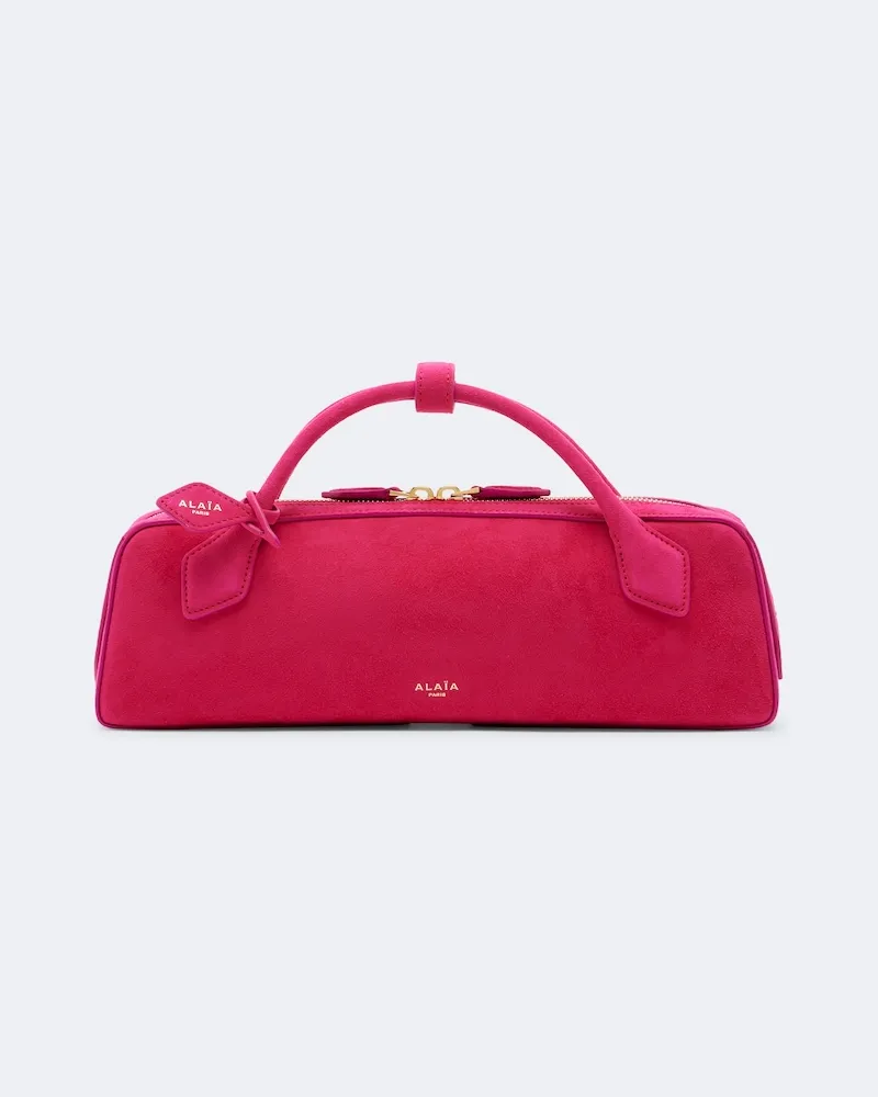 Alaïa Alaïa Clutch Le Teckel Small aus Veloursleder Rosa