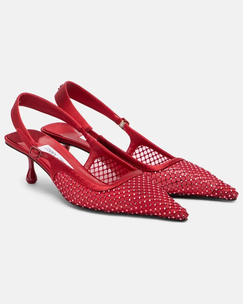 Jimmy Choo Slingback-Pumps Amel 50 mit Kristallen Rot