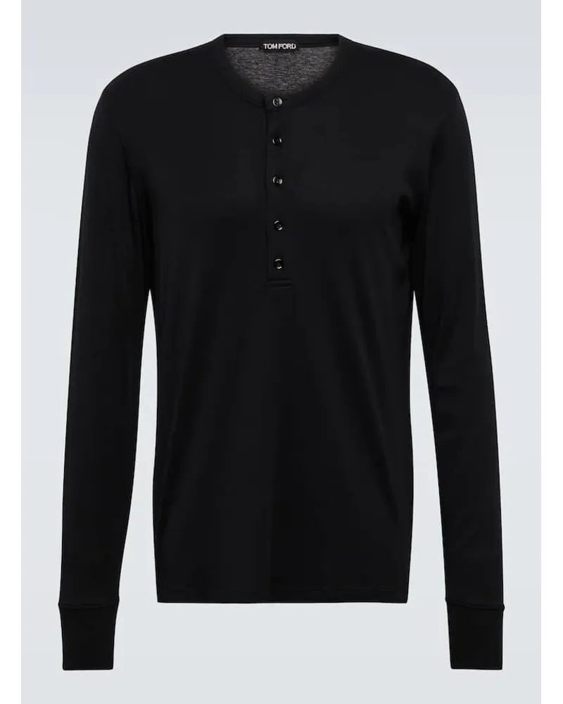 Tom Ford Henley-Hemd aus Jersey Schwarz