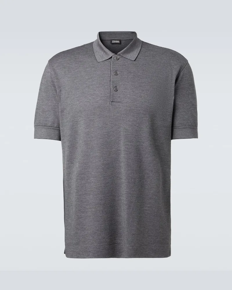 Ermenegildo Zegna Polohemd aus Baumwolle und Seide Grau