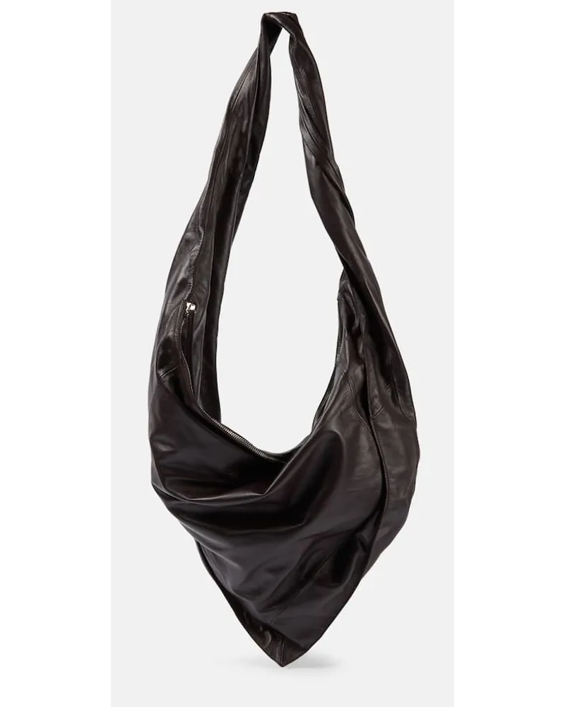 Christophe Lemaire Schultertasche Scarf aus Leder Braun