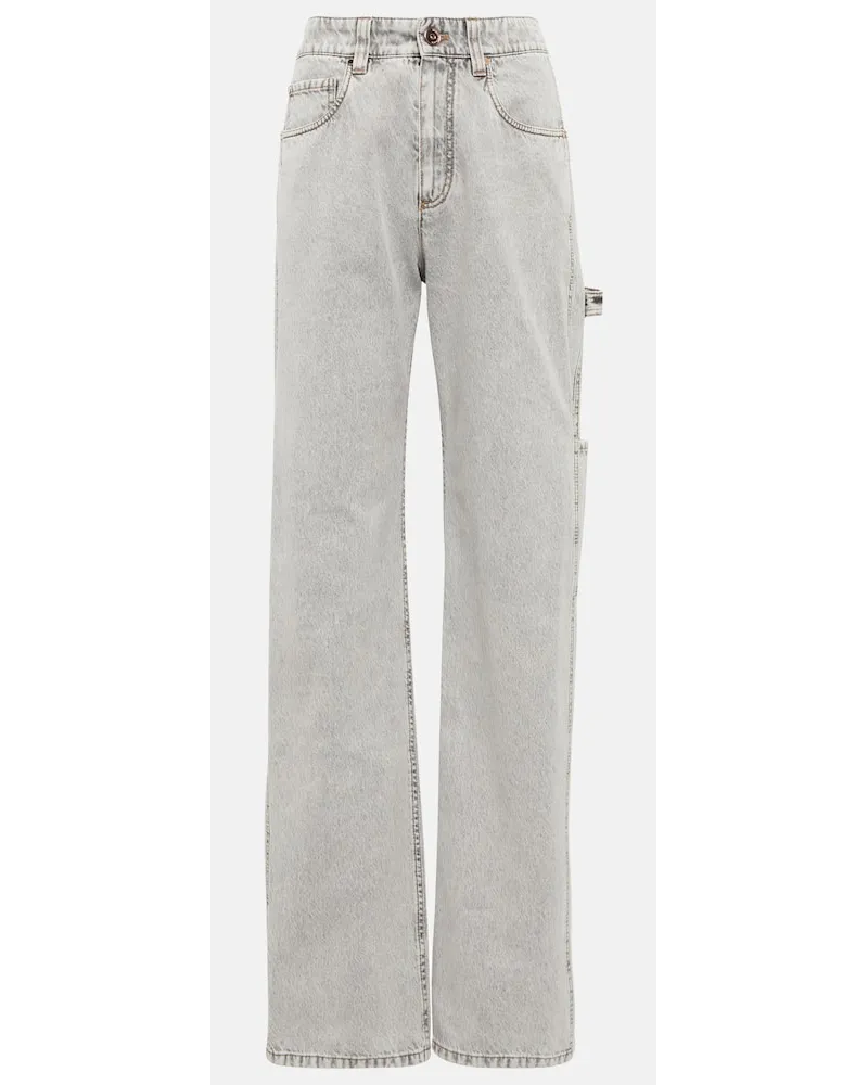 Brunello Cucinelli High-Rise Straight Jeans Grau