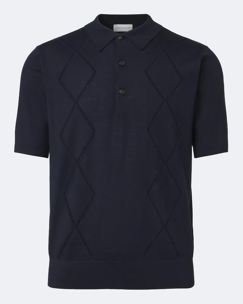 Dries van Noten Poloshirt aus Wolle Blau