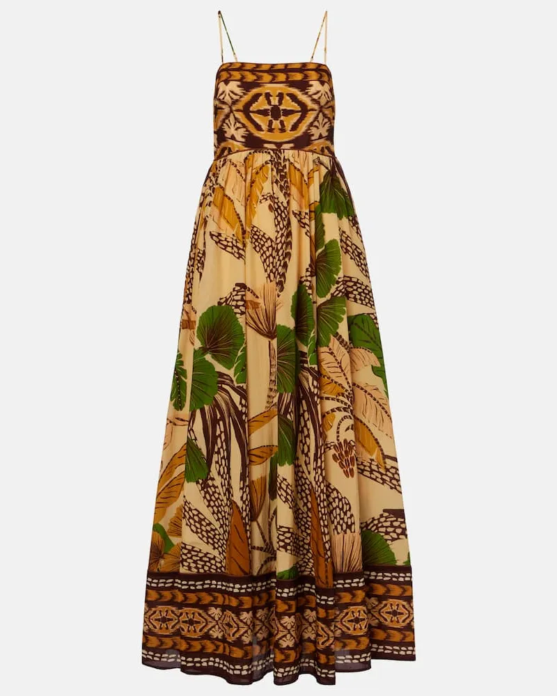 FARM Rio Maxikleid Folliage Sketch Multicolor
