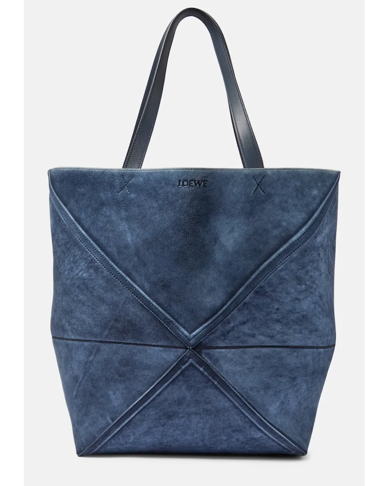 Loewe Tote Puzzle Fold Large aus Denim Blau