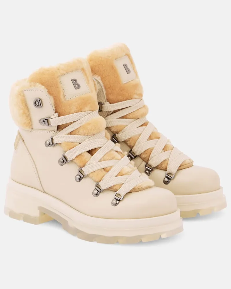 Bogner Ankle Boots aus Leder mit Shearling Weiß