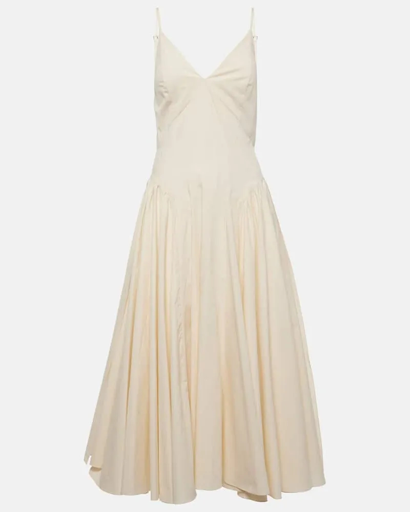 TOVE Midikleid Solene aus Baumwollpopeline Weiß