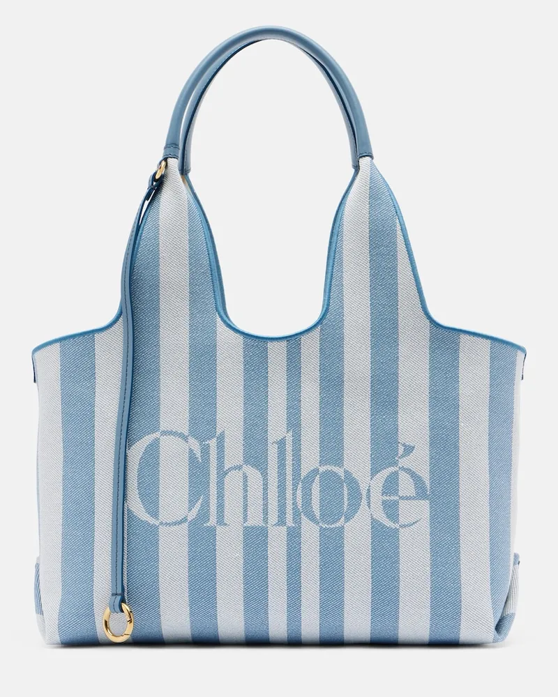 Chloé Chloé Tote Bag Chloé Stripe aus Canvas Blau