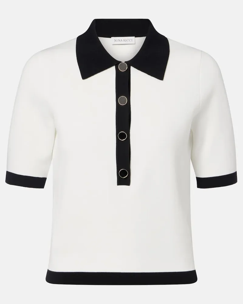 Nina Ricci Polohemd aus Rippstrick Weiß