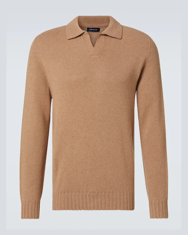Thom Sweeney Polopullover aus Kaschmir Beige