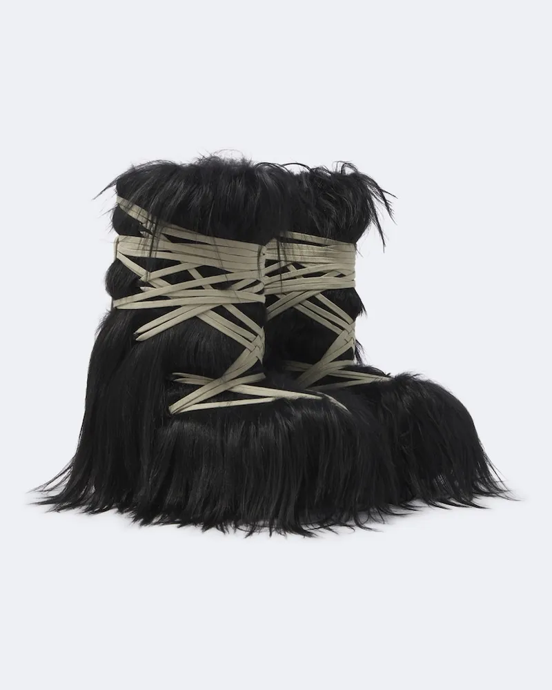 Rick Owens Stiefel Megalace Lunar Mega aus Shearling Schwarz