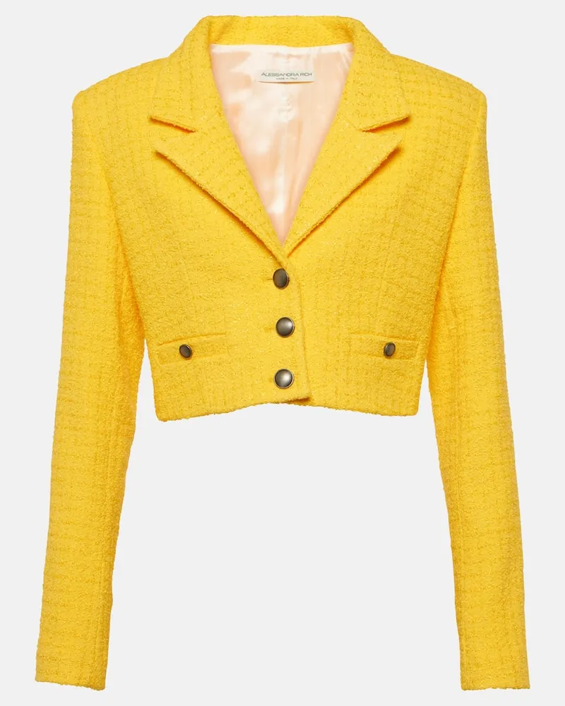 Alessandra Rich Cropped-Blazer aus Tweed Gelb